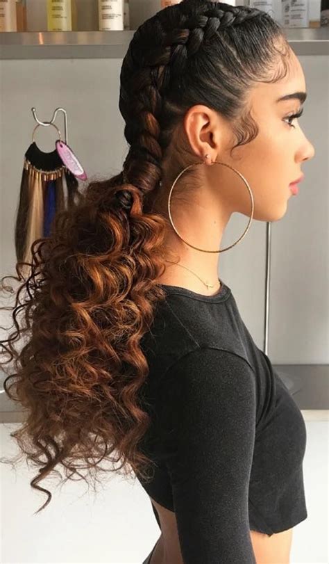 two braids with curly ends|two side braids hairstyles.